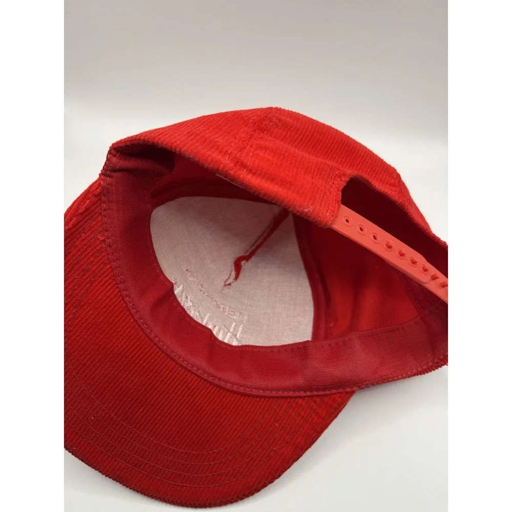 VTG Nebraska Huskers Corduroy Snapback Hat USA Made Red Cap OSFA